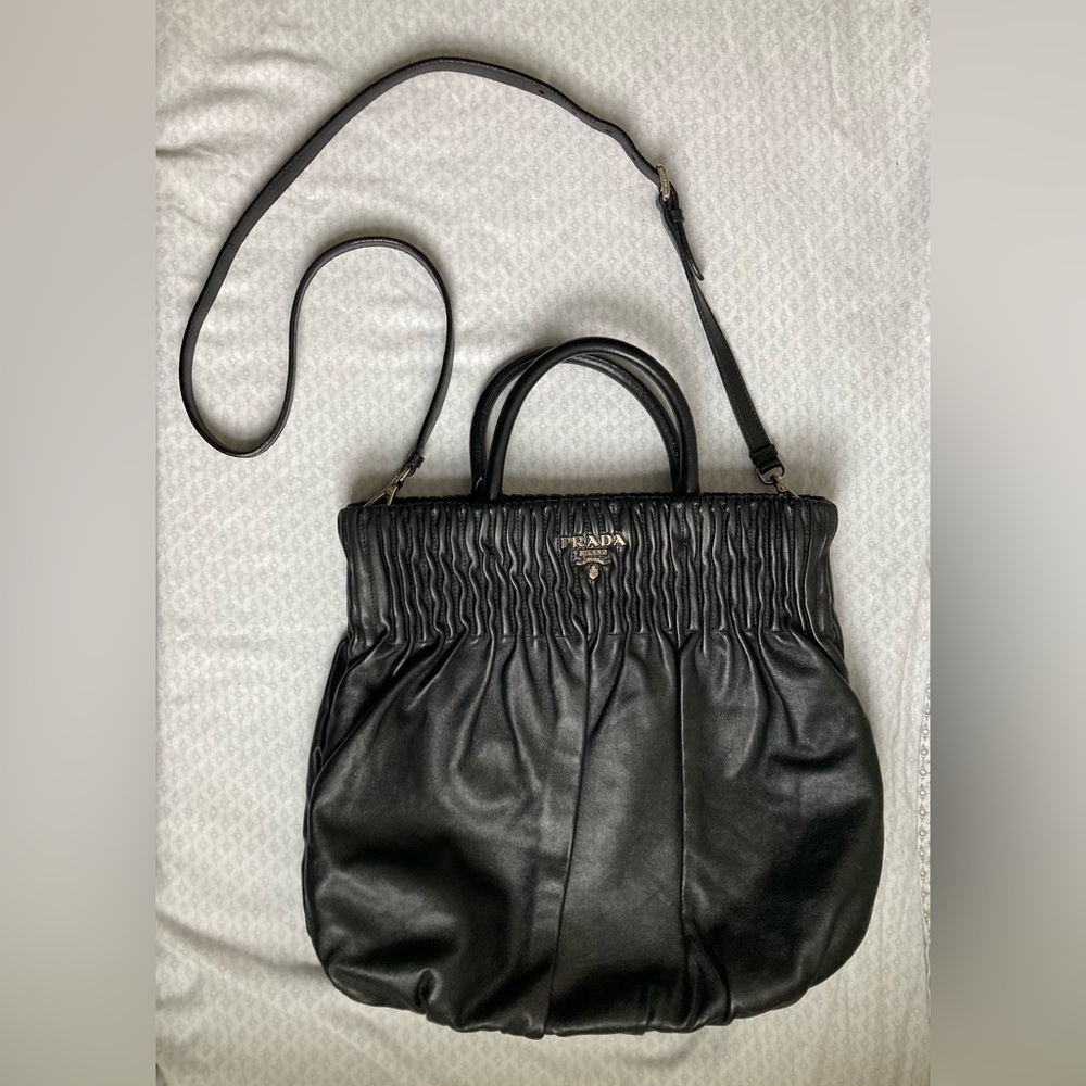 Prada Black Nero Napa Leather Tote Bag Purse EXCELLENT Condition!!